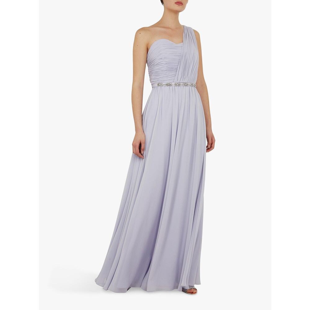 Ted Baker FINELLA One shoulder maxi bridesmaid dress chiffon light blue gown 2